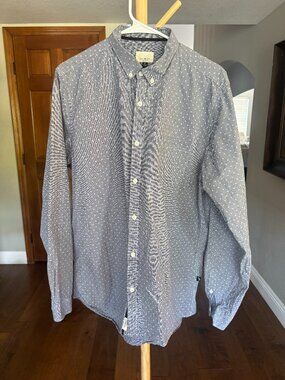Civil Society Button Down Shirt Mens XL Blue Dobby Dot Long Sleeve Cotton
